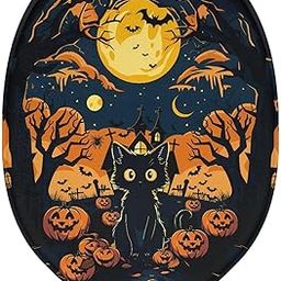 Wiryuouvt Black Cat Toilet Seat Lid Cover Pumpkin Toilet Seat Covers for Bathroom Moon Elongated Toilet Lid Cover Round Toilet Seat Cover Fits Most Toilet Covers Decor for Halloween-image-109