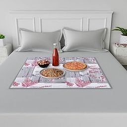 Kuber Industries Food Mat | Bedsheet Protector for Home | Reversible Bed Server Mat for Kids | Pink Flower Mattress Protector for Home | 92 cm | Gray-image-6