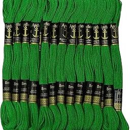 Kavach Enterprise Anchor Stranded Cotton 6 Strand Cross-Stitch Hand Embroidery Stranded Cotton Craft Sewing Floss Thread, Pack of 12 (Dark Green)-picture-30