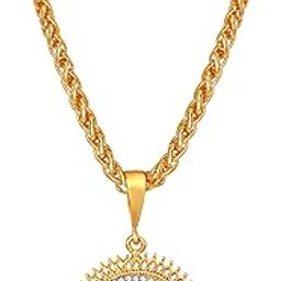 Stunning Mens Jewellery Golden Chain For Men AD Sun Gold Plated Chain Locket Pendant Chains For Mens Boys Locket Sun Design Gold Plated Chain Pendant-image-22