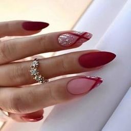 The Pink Truck Artificial Reusable Nails in Red Pink Silver Cross Design (Set of 24)-picture-1