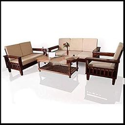 FURNESHO Solid Sheesham Wood 6 Seater (3+2+1) Sofa Set for Living Room | Wooden Furniture Sofa Set | Brown (Natural Brown Finish)-image-90