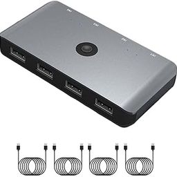 USB 2.0 Switch KVM Docking Station Converter Monitor Adapter 4 in 4 Output-12