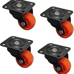 Caneuf 4 MOVING 2" Single Wheel Plate Castor for Centre Table Furniture/150 kg Load Capacity (ORANGE, Puff Castor)-picture-6
