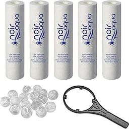 5pcs PP Spun Filter + 1 Spanner with 5pcs Antiscalant Balls for All Types of RO Water purifiers - RO Spun Filter Cartridge Sponge Replacement Water Filter Candle-25