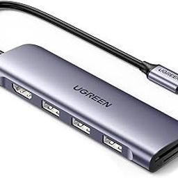 UGREEN USB C Hub, USB C HDMI Adapter 6 in 1 Type C Hub with 4K USB C to HDMI, SD TF Card Reader, 3 USB 3.0 Ports, for MacBook Pro 2018/2017/2016, Galaxy S10 S9 S8 Plus, Chromebook, XPS Aluminum-7