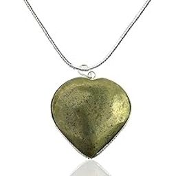 Natural Pyrite Heart Golden Crystal Stone Pendant for Reiki and Crystal Healing for Men and Women-image-75