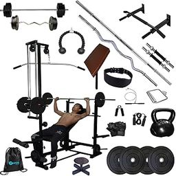 Hashtag fitness 50kg Pure Rubber Weights Complete Gym equipments for Home Gym Workout Set for Men-23