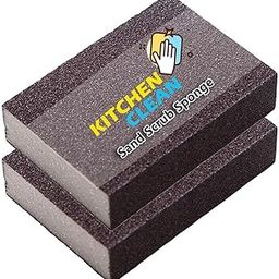 Kitchen Clean ™ Multipurpose Sand Scrub Sponge Pads | Cleaning Scrubber for Dishes, Bathroom, Toilet, Floor | Strong Deep Stain Cleaning | Burnt Vessel Tough Stain Cleaning Sand Sponge (Pack of 2)-picture-10