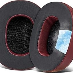 SOULWIT Earpads Cushions Replacement for Skullcandy Hesh 3/ANC/Evo & Crusher Wireless/ANC/Evo & Venue ANC Over-Ear Headphones,Ear Pads Cushions with Noise Isolation Foam (Burgundy)-image-1