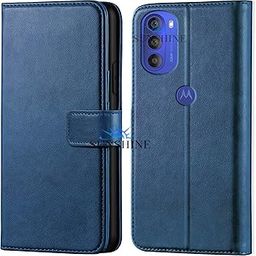 SUNSHINE® Leather Vintage Shock Proof Flip Case Back Cover for Moto G51 5G Sport (Flexible | Leather Finish | Card Pockets Wallet & Stand |Blue)-image-57