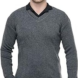 Men Pullover V-Neck Solid Plain Full Sleeve Casual Wear Sweater-20