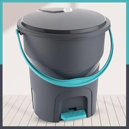 Elinor Amazing Dustbin Design Which Including Foot Pedals, Handle and Tight-Sealing Lids for Home, Kitchen, Office, Bathroom etc 12 Litre Plastic, Gray-30