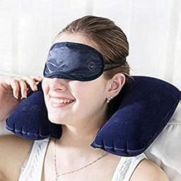 Amfs Store Travel Kit Combo - Inflatable Neck Air Pillow, Eye Mask, Ear Bud - Multi Color (Set of 3) Pack of 2-picture-48
