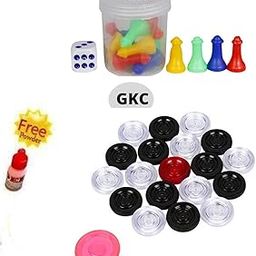 GKC All Age Group Ludo Goti With Dice Shaker And Arcyclic Carrom Coin With Striger And Carrom Powder, Multicolor-image-17