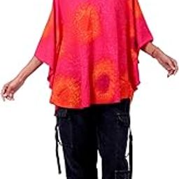 Women's Orange Tie Dye Printed Tunic Kaftan, Short Caftan Top| Free Size-image-63