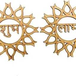 Haoser Pack of 4 MDF Shubh Labh Cutouts for Art and Craft, subh labh for Door Entrance MDF Cut Out MDF Cutouts for Art and Craft MDF Hanging Cutouts for Diwali Craft-8 pc-image-78