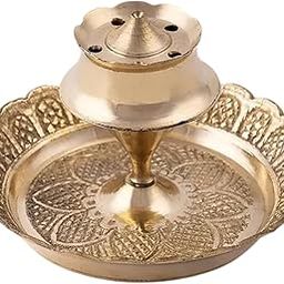 Srimaa Ventures Handcrafted Brass Agarbatti Stand with 5 Holes | Traditional Incense Stick Holder with Ash Catcher | 6 cm Design for Mandir, Worship Use, Puja Ghar-picture-12