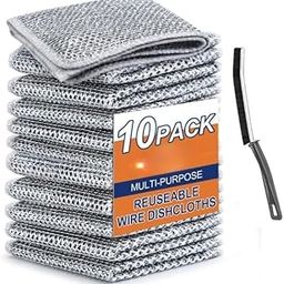 Multipurpose Wire Dishwashing Rags for Wet and Dry Stainless Steel Scrubber Non-Scratch Wire Dishcloth for Washing Dishes Sinks Counters Easy Rinsing Machine Washable (10, Standard)-image-46