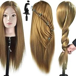 26"-28" Mannequin Head | Professional Cosmetology Manikin Head for Hairdressers | Training Doll Head with Synthetic Fiber Golden Hair | Ideal for Styling, Braiding, and Cutting-picture-12