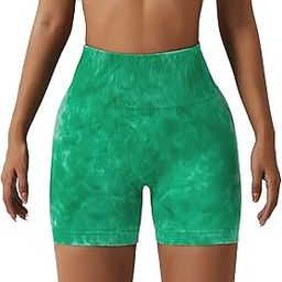 Women's High Waist Tummy Control Seamless Exercise Workout Biker Shorts Butt Lift Tie-dye Yoga Athletic Booty Shorts-image-46