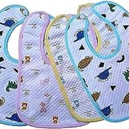 BabyGo Multicolored Cotton Baby Bibs with Titch Button | Soft Cotton Washable for Babies Age 0 Month to 2 Years Waterproof Bibs (Pack of 4)-17
