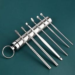 6 Pcs Ear Cleansing Tool Set with Keychain Box | Earwax Removal Kit | Stainless Steel Ear Curette and Spring Ear Buds Cleaner with a Cleaning Brush and Storage Box | Medical Grade-image-72