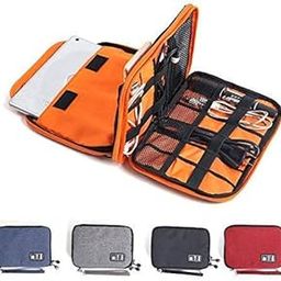 Eopzo Waterproof Double Layer Electronic Accessories Gadget Organizer Bag, Universal Carry Travel Gadget Organiser Case for Cables, Plug, Power Bank, Phone, Hard Disk, USB, Adapters-32