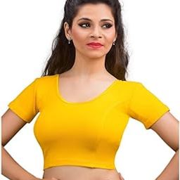 Women's Cotton Lycra Solid Short Sleeves Readymade Saree Blouse (A-14)-image-15