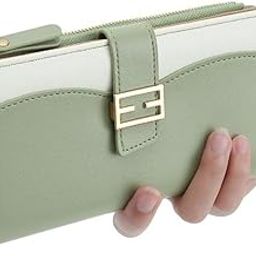 Women Wallet Slim | Bifold Long Purse Clutch, Credit Card Holder with Zip Pocket for Female Girls Ladies (Green)-image-93