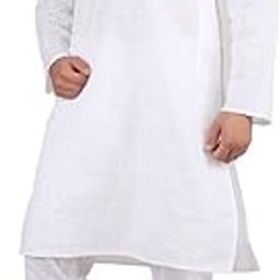 Men's White Cotton Lucknowi Chikan Kurta Churidar-picture-23