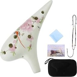 OcarinaWind"Bird Love Flower" 12 Hole Ceramic Ocarina,Hand Painting-image-25