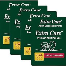 Hamzu Extra Care Premium Adult Pull-Ups Diapers Pants L/XL (10 Pcs) | Disposable Adult Diapers for Men & Women | Incontinence Pants for Elderly Care – Soft & Comfortable, Leak-Proof - (Size: L/XL – 110 x 150 cm) Pack of 4-image-2