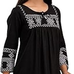 Solid Hip Length Embrioded 3/4 Sleeves Tunic-image-15