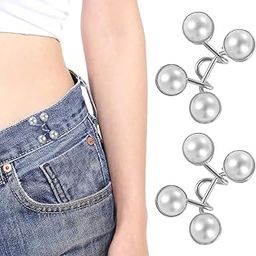 2Pcs Jeans Tightening Clips Jeans Adjustable Pins for Women Jeans Button Pins Waist Knots Pant Tightener Clip Waist Tightener Jeans Fitting Clips for Loose Pants, Skirts, Sleeves (White)-image-94