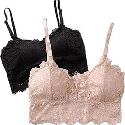 Women's Brallete Lightly Paded Regular Lace Seamless with Straps Full Coverage Comfortable Bra Pack of 2-0