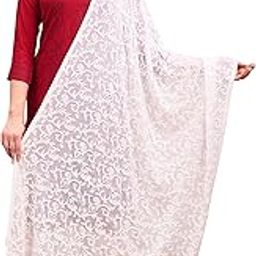 STUNNGIRL TIMELESS ELEGANCE Full Embroidered Chiffon Dupatta, Traditional Artistic Ambi Design, Elegant Wear, Indian Dupatta-image-18
