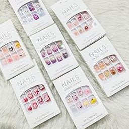 Cute 3D Design Press-On Nails Set for kids girls, DIY Artificial Nail Tips, 12 Pieces per Pack, Multiple Patterns-41