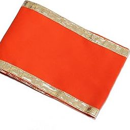 Traditional Festive Pooja Mata Chundari Prayer Shawls Soft Material Uparna Gift and Award for Events, Functions - Orange Color-picture-23
