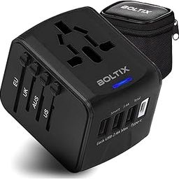 BOLTIX Universal Travel Adapter, International Plug and Socket Adapter with 3 USB Ports + 1 Type C Wall Charger, Worldwide AC Outlet Adapter for Europe, UK,-image-51