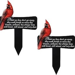 2 Pack Cardinals Memorial Gift Cardinals Decoration Cardinals Grave Markers for Cemetery Memorial Stakes Metal Sympathy Stakes Memorial Gift for Garden Yard, 11.8 x 7.87 Inch-image-52