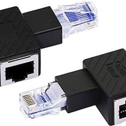 RIIEYOCA Left Angle Ethernet Adapter, 90 Degree RJ45 Male to Female Extension Cat6 LAN Network Connector for Computers, Laptops, Routers(2-Pack) Black(L)-image-36