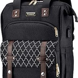 Laptop Backpack for Women, School Backpack for Teens, 17.3 Inch, Large Fashion College Bookbag for Girls with USB Charging Port Travel Casual Backpack, Black-picture-29