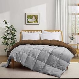 Grace Linen 400 GSM Winter Bedding Comforter for Double Bed Size (90"X100") - Reversible Restful Sleep Soft Microfiber Double Bed Comforter/Quilt/Duvet/Blanket - Chocolate Brown/Silver Grey-picture-1