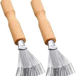 2 Pcs Handle with Groove Hair Brush Cleaner Tool Cleaning Comb Brushes for Hairbrush Easy Clean Solution with Metal Rake Wooden Handle for Home and Salon Use Styling Tools-image-49