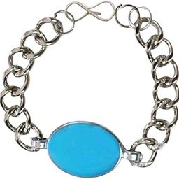 Silver Chain Bracelet with Blue Oval Pendant, Stainless Steel, for Men-image-41