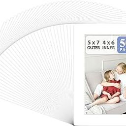 Golden State Art, Pack of 50, Acid-Free White Pre-Cut 5x7 Picture Mat for 4x6 Photo with White Core Bevel Cut Frame Mattes-image-56