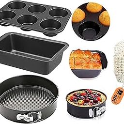 Premium Cake Making Set - Combo Carbon Steel Cake Baking for Microwave OTG Oven and Dishwasher Safe (6 Cavity Cup + Rectangle Cake Tin + Cake Mould)-4