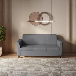 GODREJ INTERIO Sofa Emperor 3 Seater Sythetic Leather Sofa for Living Room, 1-Year Warranty, Solid Wood (Nimbus Grey)-image-4