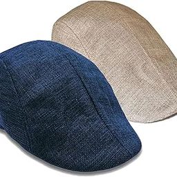 RR DESIGN British Classic Vintage Linen Plain Hard Newsboy Beret Caps Hat for Men- Pack of 2 Combo-picture-13